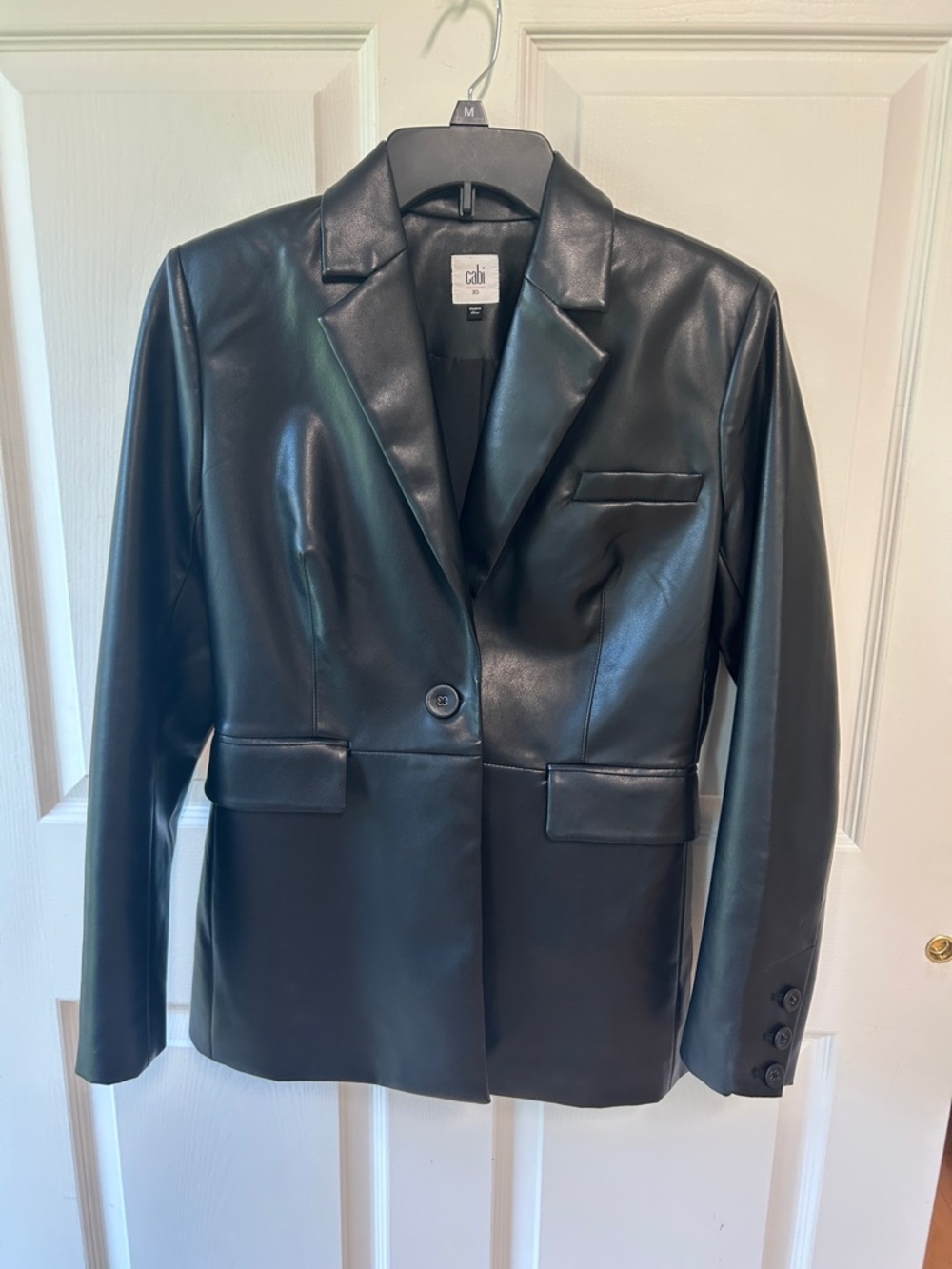 CAbi Black Faux Leather Blazer James Jacket XS NWOT